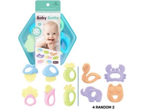 ست جغجغه و دندانگیر  نوزادی با طرح حیوانات و میوه ها  8 عددی  little tin lok