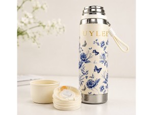 فلاسک استیل گلدار 700 میلی لیتر به همراه بند دستی AMSZM