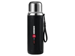 فلاسک استیل حجم 800 میلی لیتر بدنه شیار دار به همراه بند دستی VACUUM