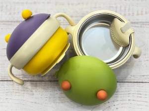 ظرف غذا استیل عایق دار دسته دار چسبان  دارای نی نوشیدنی bowl
