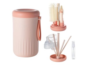 شیشه شور سیلیکونی با آبچکان  قاب دار لوازم نوزاد و کودک پرتابل استوانه ای