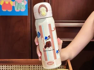 فلاسک دوکاره نی دار و آسان نوش استیل با حجم 500 میلی لیتر vacuum cup