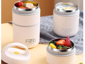 فلاسک و ظرف غذا استیل قاشق دار 460 میلی لیتر دسته دار LIVE KITCHEN LIFE