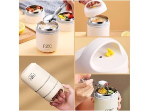 فلاسک و ظرف غذا استیل قاشق دار 460 میلی لیتر دسته دار LIVE KITCHEN LIFE