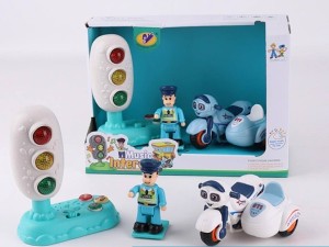 ست پلیس و موتور  پلیس با چراغ راهنمایی رانندگی موزیکال و چراغدار اسباب بازی baby s