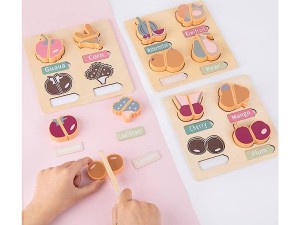 پازل برش میوه و سبزیجات چوبی کودک