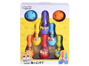 اسباب بازی بولینگ رنگی پلاستیکی با دو توپ  by cat