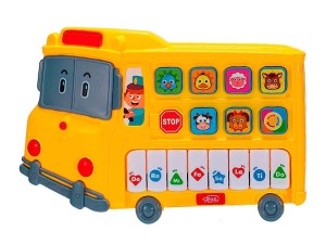 ارگ موزیکال و چراغدار طرح اتوبوس اسباب بازی  auto bus