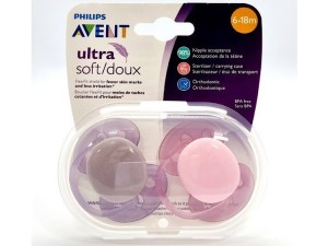 پستانک ارتودنسی دوعددی نوزادی18-6 ماه مدل Ultra soft اونت Avent