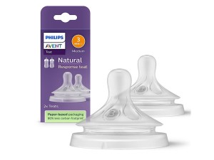 سر شیشه شیر نوزادی دو عددی بالای 1 ماه جریان 3 قطره مدل natural response اونت Avent (سری جدید)