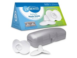 محافظ و رابط سیلیکونی سینه پروانه ای قابدار  سایز (1) و (2) دو عددی دکتر براون dr browns