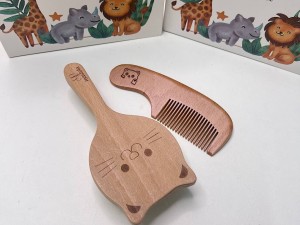 ست شانه و برس چوبی طرح گربه دو عددی نوزادی MASTELA