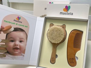 ست شانه و برس چوبی طرح گربه دو عددی نوزادی MASTELA
