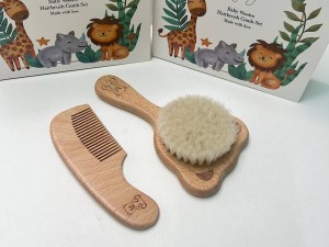 ست شانه و برس چوبی طرح تدی دو عددی نوزادی MASTELA