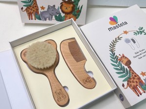 ست شانه و برس چوبی طرح تدی دو عددی نوزادی MASTELA