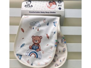 دستمال آروغ گیر نوزادی 2 عددی پشت حوله ای AYLA