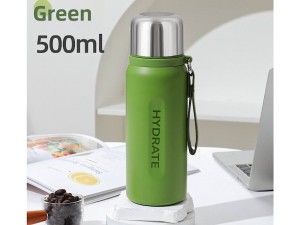 فلاسک استیل حجم 500 میلی لیتر  HYDRATE به همراه توری صافی و بند دستی