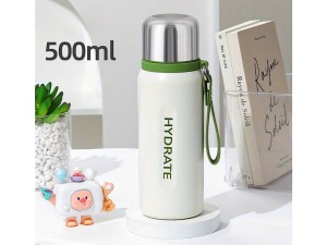 فلاسک استیل حجم 500 میلی لیتر  HYDRATE به همراه توری صافی و بند دستی