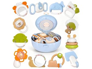 ست جغجغه و دندانگیر دوازده عددی قاب دار fun baby