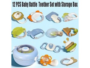 ست جغجغه و دندانگیر دوازده عددی قاب دار fun baby