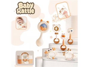 ست جغجغه و اسباب بازی شش عددی نوزاد مدل Baby Rattle طرح حیوانات