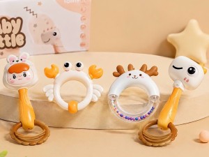 ست جغجغه و اسباب بازی شش عددی نوزاد مدل Baby Rattle طرح حیوانات