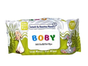 دستمال مرطوب 120 عددی  پوست حساس بابی  boby