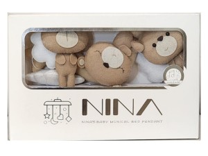 آویز موزیکال و چرخشی بالای تخت نوزاد طرح تدی و خرگوش NINA