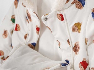 کاپشن سرهمی کلاهدار لاینردار با پاپوش و دستکش  نوزادی طرح تدی کلاهدار ایندیگو  indigo