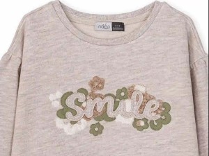 بلوز آستین بلند داخل کرک دخترانه طرح اسمایل ایندیگو  indigo