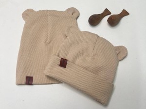 کلاه دو لایه  گرد گوش دار کبریتی نوزادی رنگ صورتی