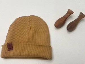 کلاه دو لایه  گرد کبریتی نوزادی رنگ نسکافه ای