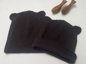 کلاه دو لایه  گرد گوش دار  کبریتی نوزادی رنگ قهوه ای
