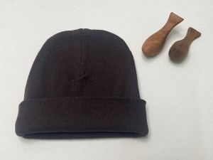 کلاه دو لایه  گرد کبریتی نوزادی رنگ قهوه ای
