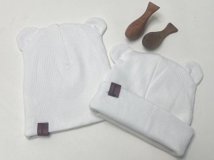 کلاه دو لایه  گرد گوش دار  کبریتی نوزادی رنگ شیری