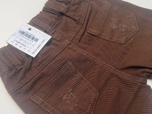 شلوار کتان مام استایل کمرکش نوزادی زاپ دار رنگ قهوه ای