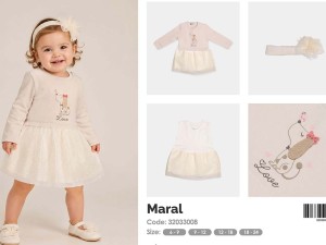 سارافون آستین حلقه ای با بلوز تو کرکی طرح هاپو با هدبند طرح MARAL از برند پاپو  papo