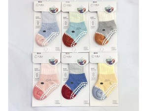 جوراب حوله ای استپ دار ساق بلند 0-6 ماه Lycra
