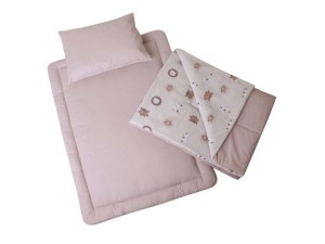 سرویس خواب دم دستی مسافرتی نوزادی(سایز 3 )مجموعه 3 عددی تشک، لحاف و بالشت طرح گربه نسکافه ای  الا ELA