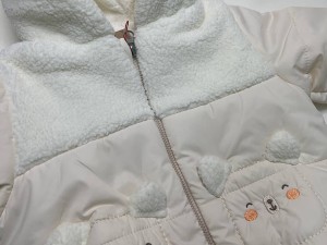 کاپشن کلاهدار تو کرکی نوزادی  کرم رنگ طرح TIANA پاپو papo