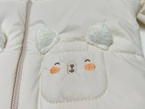 کاپشن کلاهدار تو کرکی نوزادی  کرم رنگ طرح TIANA پاپو papo
