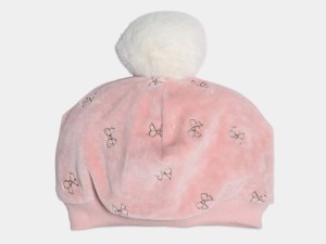 کلاه مخملی آستر نخی طرح پاپیون گلدوزی شده با تک پوم مدل  ROSA پاپو papo