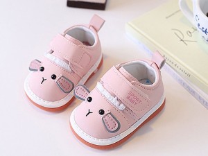 کفش سوتی دخترانه نوزادی رنگ صورتی طرح موش sport baby