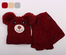 کلاه و شال گردن مخمل (5-3 سال)