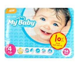 پوشک سایز 4 مای بیبی my baby بسته 34 عددی