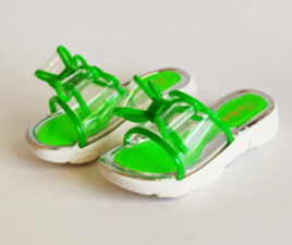 دمپایی پاپیونی شفاف لژدار ( سبز)