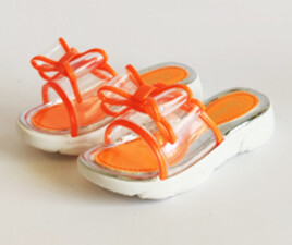 دمپایی پاپیونی شفاف لژدار (نارنجی)