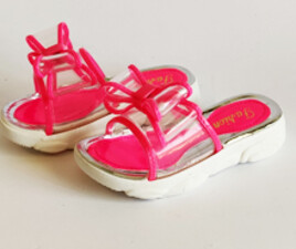 دمپایی پاپیونی شفاف لژدار (صورتی)