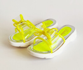 دمپایی پاپیونی شفاف لژدار (فسفری)