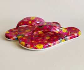 دمپایی لاانگشتی طرح دار (صورتی)